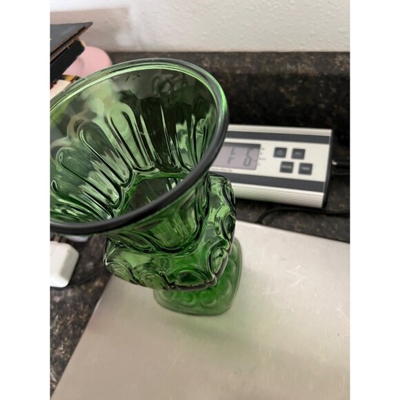 Vintage Green Glass Vase With Textured Design 8” - Picture 11 of 11